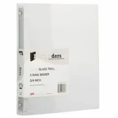 JAM Paper 3/4" Clear Glass Twill Plastic 3-Ring Binders, 4ct.