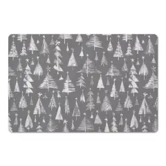 Gray Sketched Winter Trees Floor Mat