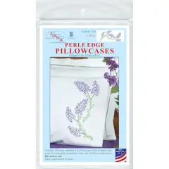 Jack Dempsey Lilacs Perle Edge Stamped For Embroidery Pillowcase Set