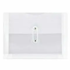 JAM Paper 5.25" x 7.5" Booklet Plastic Envelopes with Button and String Closure, 24ct. Clear