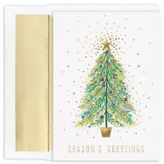 JAM Paper Sparkle Tree Christmas Cards & Envelopes Set
