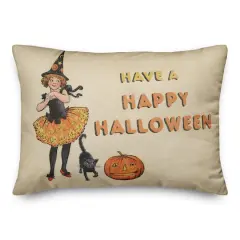 Happy Halloween Witch Girl Throw Pillow