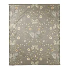 Butterfly Pattern Coral Fleece Blanket Gray