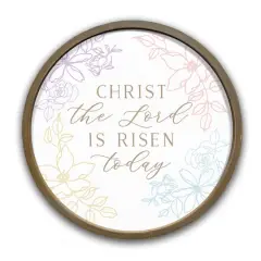 20" Christ the Lord Is Risen Wall Art in Round Frame Brown