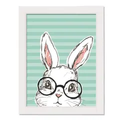 Bunny With Glasses 12" x 16" White Framed Print Under Plexiglass
