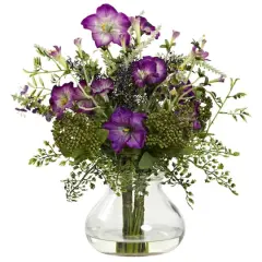 15" Mixed Morning Glory Arrangement with Vase