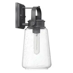 Hello Honey&reg; Gage Distressed Zinc Industrial Tapered Seedy Glass & Metal Wall Mounted Outdoor Light