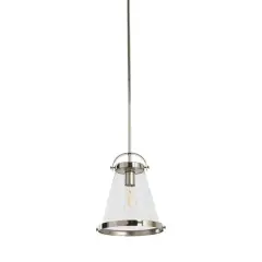 Hello Honey&reg; Robert Stevenson Lighting Wesley Metal & Seedy Glass Ceiling Light Polished Nickel