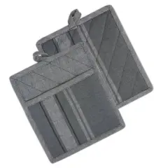 DII&reg; Gray Chambray French Stripe Potholders, 2ct.