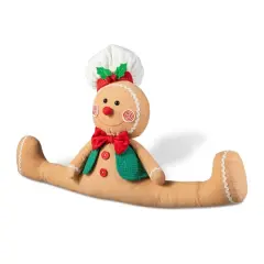 Glitzhome&reg; 27.5" Christmas Fabric Gingerbread Man Doorstop