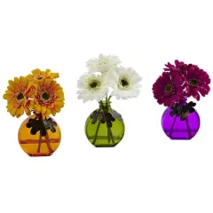 9" Gerbera Daisy Arrangement in Colored Vase, 3ct.