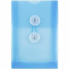 JAM Paper 4.25" x 6.25" Open End Plastic Envelopes with Button and String Closure, 24ct. Blue