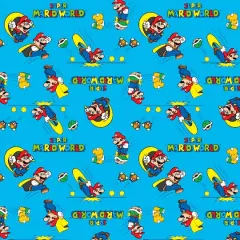 Nintendo&reg; Mario Blue Retro Super Mario World Cotton Fabric