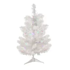 2ft. Pre-Lit Snow White Pine Artificial Christmas Tree, Multicolor LED Lights