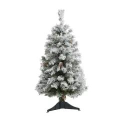 3ft. Unlit Flocked White River Mountain Pine & Pinecones Artificial Christmas Tree
