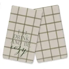 Be Cozy Green and Cream Check Tea Towel - Set of 2