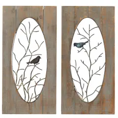 36" Brown Wood Rustic Birds Wall Decor, 2ct.