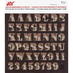 Joy&reg; 1" Iron-On Embroidered Camo Letter Set Brown