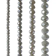 Gray Faceted Glass Rondelle Bead Strings by Bead Landing&trade;