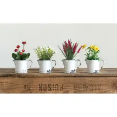 Hello Honey&reg; Faux Flowers in Ceramic Pitcher Set, 4ct.