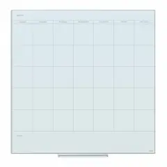 U Brands White 36" x 36" Frosted Floating Non-Magnetic Glass Dry-Erase Monthly Calendar Board
