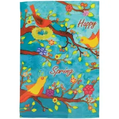Happy Spring Birds & Flowers Outdoor Garden Flag