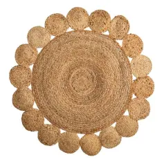 3ft. x 3ft. Hand Braided Mandala Jute Round Rug