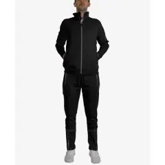 Men's Performance Reflective Track Jacket & Jogger 2-Piece Set Black