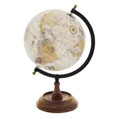 14" Brown Mango Wood Traditional Globe