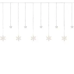 250ct. Clear LED Star & Snowflake Window Curtain Christmas Lights with Clear Wire