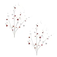 Glittered Sleigh Bell & Berry Twig Sprays, 2ct.