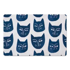 Blue Cat Face Pattern 27" x 18" Floor Mat
