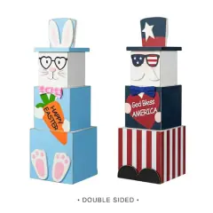 Glitzhome&reg; 24" Wooden Double Sided Easter & July 4th Porch D&eacute;cor