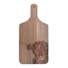 8" x 17" Wash Up Cow Sketch Walnut Paddle Cutting Board