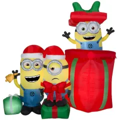7ft. Airlbown&reg; Inflatable Christmas Minions with Presents