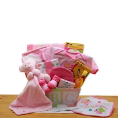 Easy as ABC Pink New Baby Gift Basket
