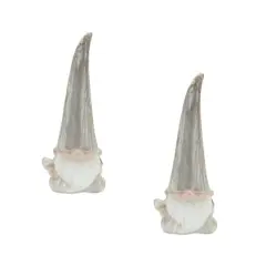 14.5" Modern Marble Finish Terra Cotta Gnome Figurines, 2ct.