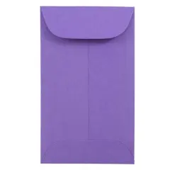 JAM Paper Colored #3 Coin Business Envelopes, 50ct. Violet Purple