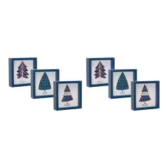 6" Navy Christmas Tree Sentiments Tabletop D&eacute;cor Set