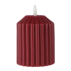 4" Ribbed Wax LED Pillar Candle by Ashland&reg; Maroon