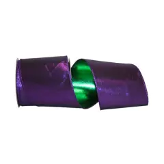 Reliant 4" Lam&eacute; Luxury Wired Ribbon Purple and Green