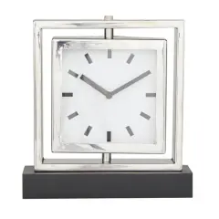 Silver Stainless Steel Glam Clock, 9" x 3" x 10"