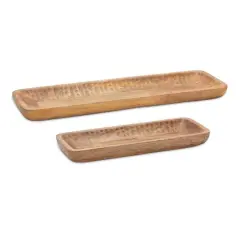 Natural Mango Wood Dough Bowl Tray Set