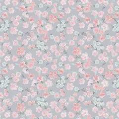 Fabric Editions Gray Floral Blooms Cotton Fabric