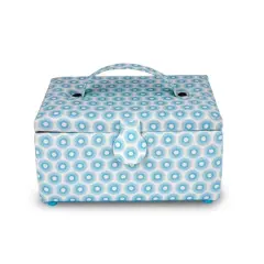 Dritz&reg; Blue Retro Small Rectangular Sewing Basket