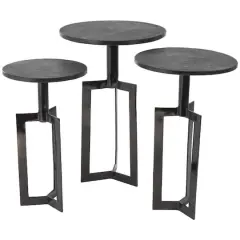 Black Aluminum Metal Tripod Accent Table Set