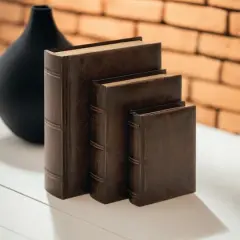 Brown Wood Traditional Book Box Set