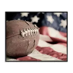 Stupell Industries Football & American Flag Framed Giclee Art Black