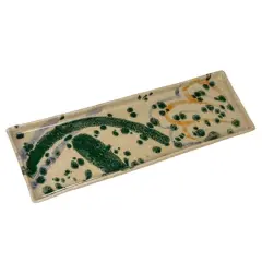 Hello Honey&reg; 15.75" Green & Cream Abstract Design Stoneware Platter