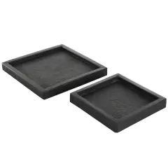 Black Marble Minimalistic Textured Square Trays, 2ct.